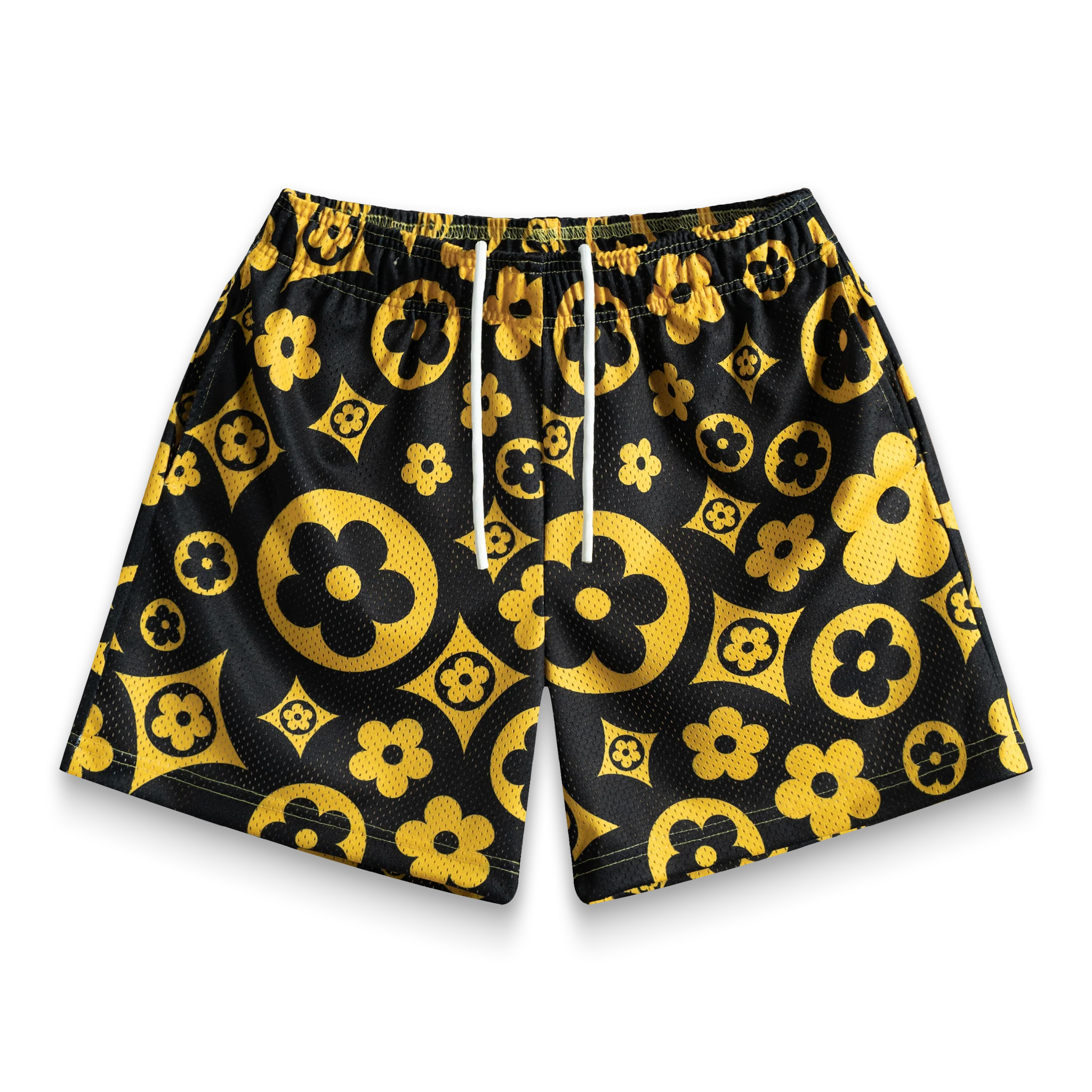 Black+Yellow Flower Shorts