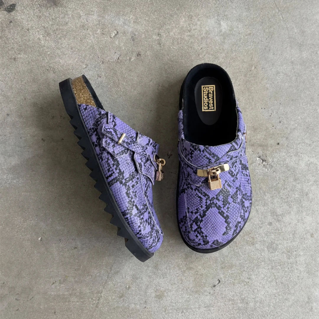 Purple Snakeskin Bag Clogs - Image 3