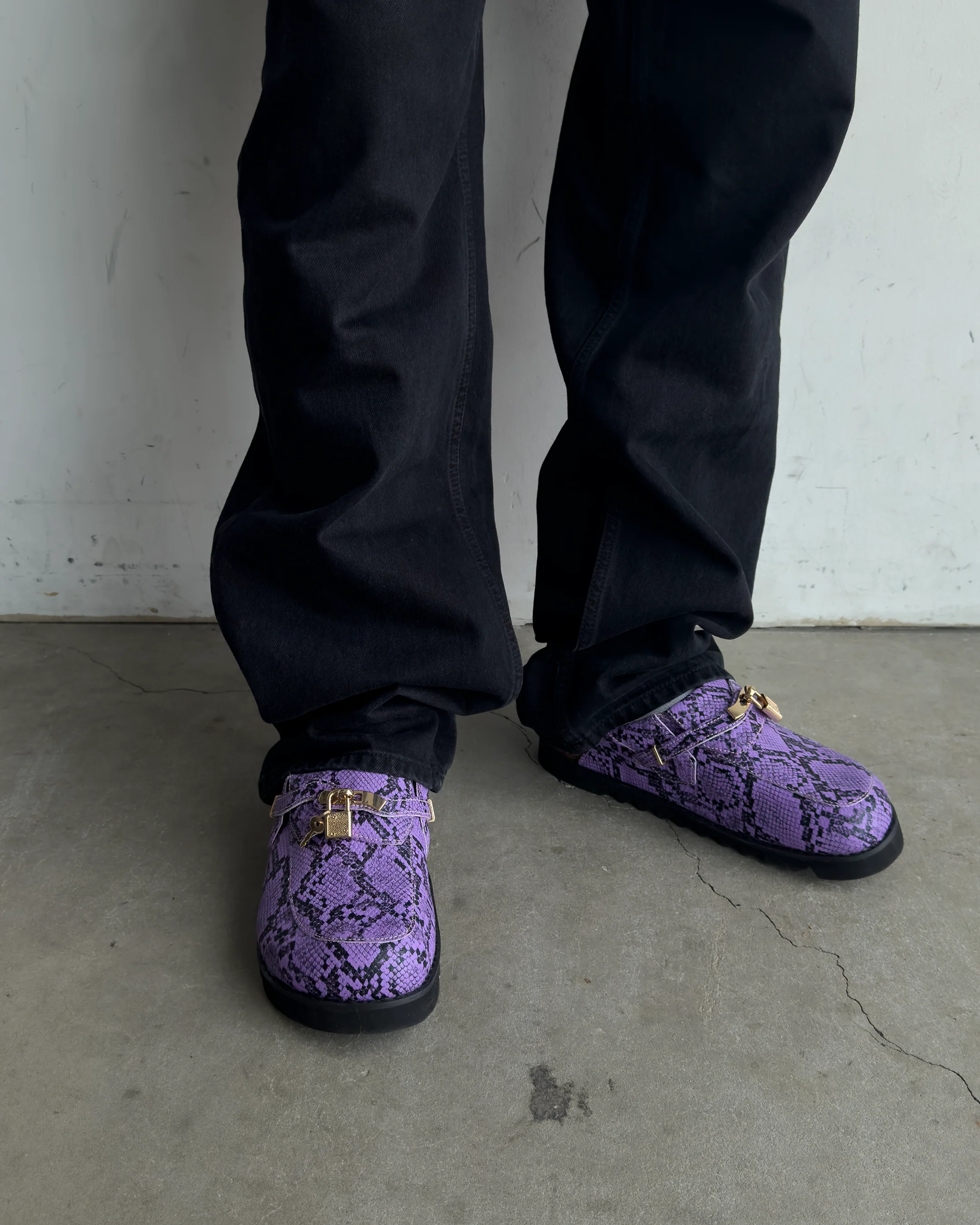Purple Snakeskin Bag Clogs - Image 4
