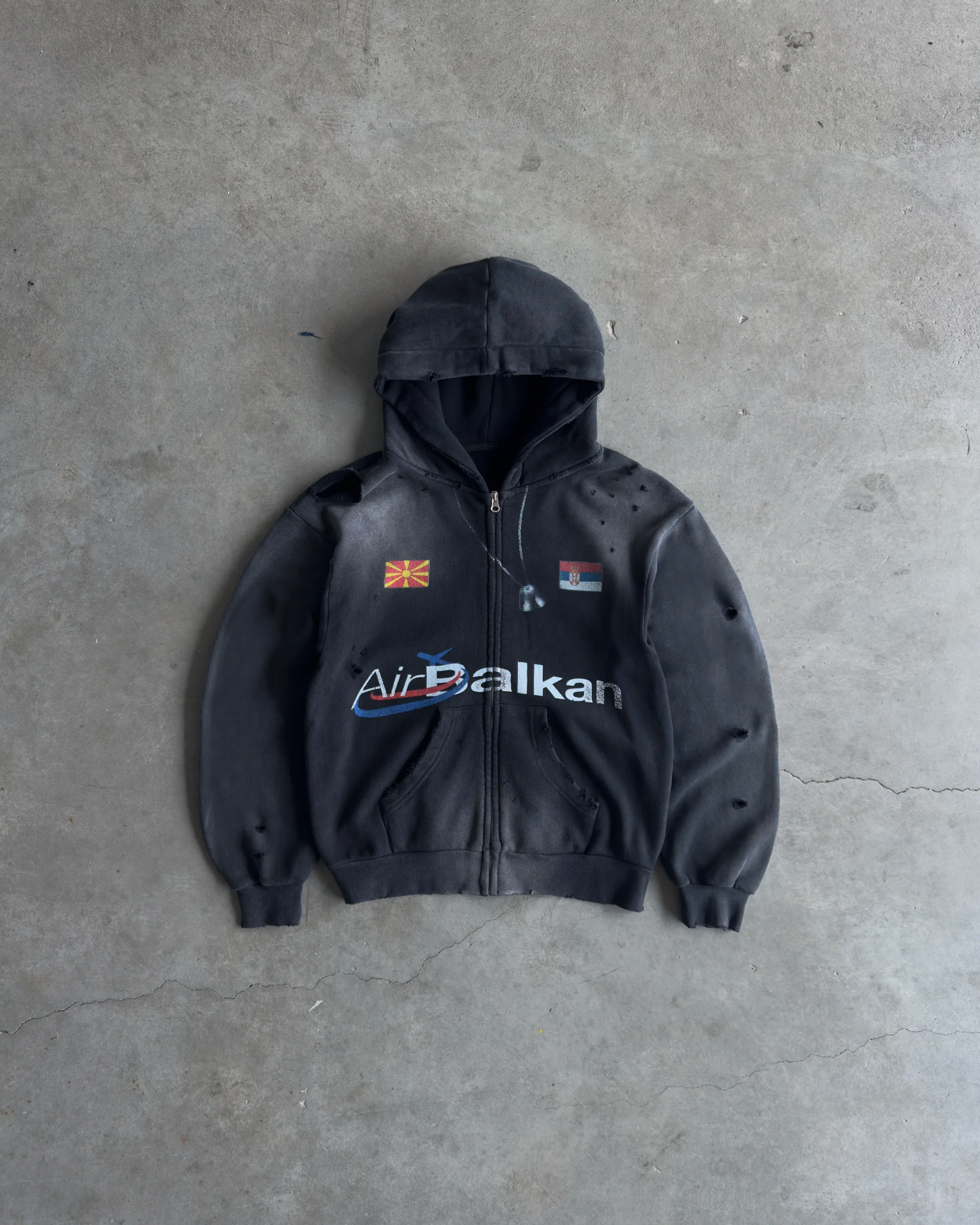 Balkan Zip Hoodie Vintage Black - Image 5
