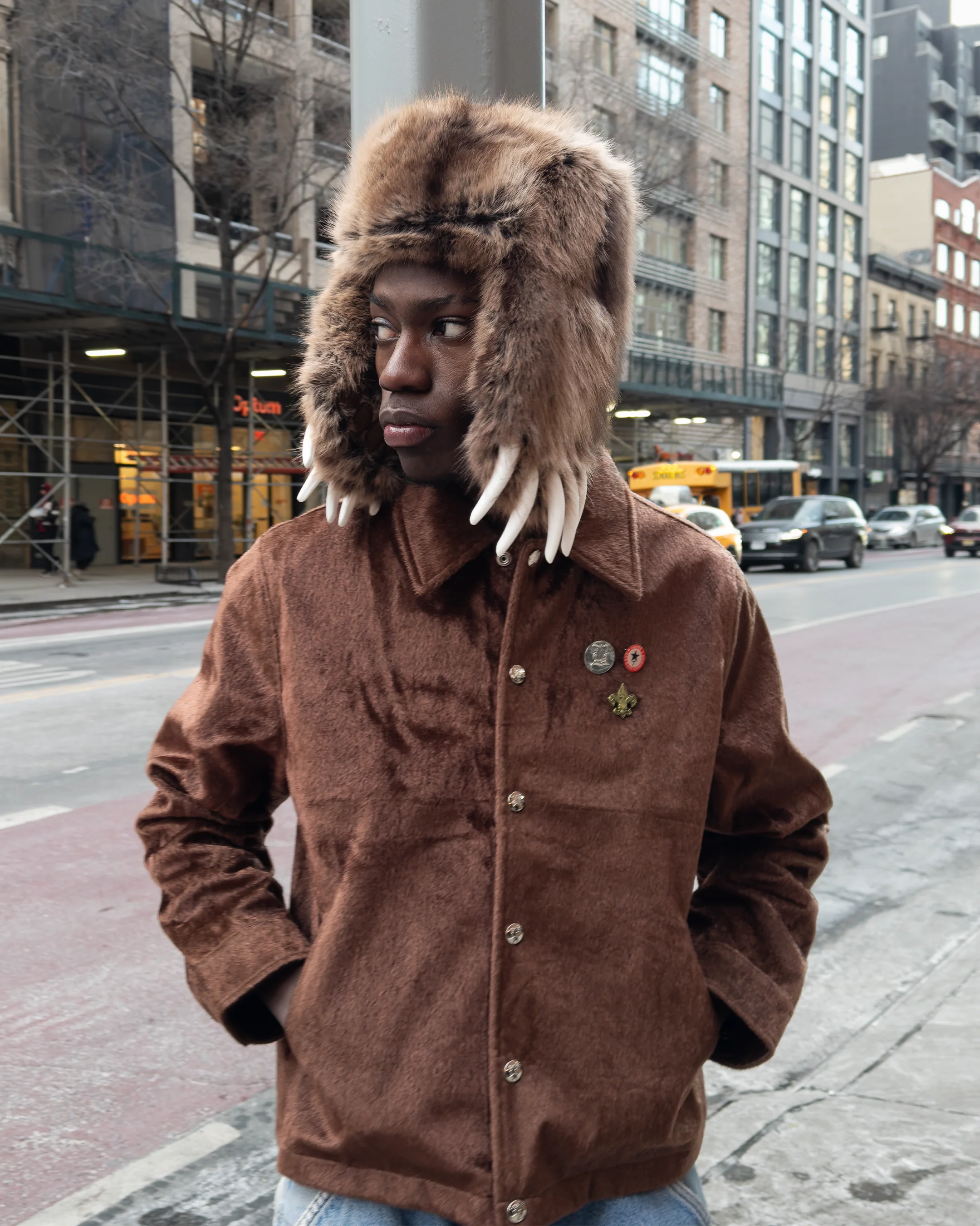 Bear Fur Jacket Brown - Image 5