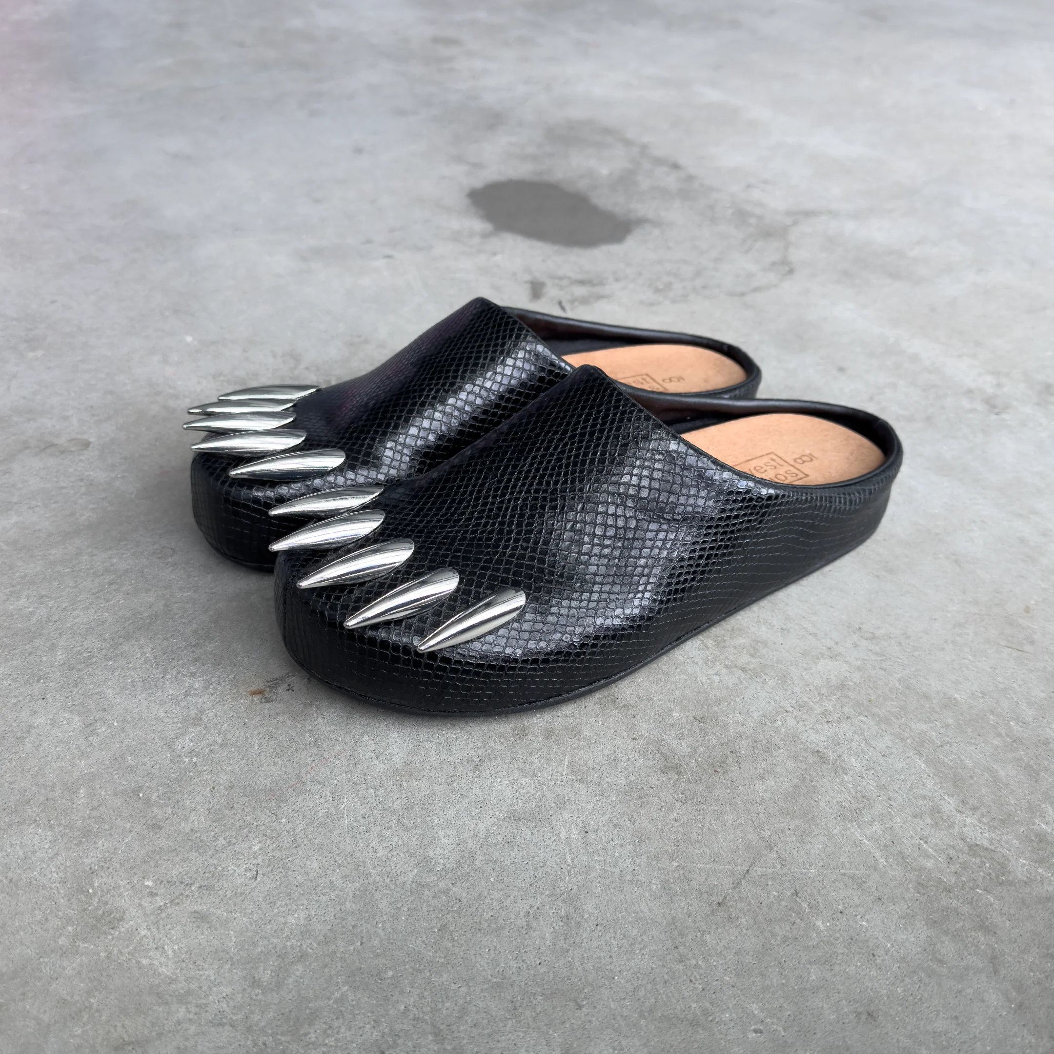 Black Snakeskin Claw Mules - Image 4