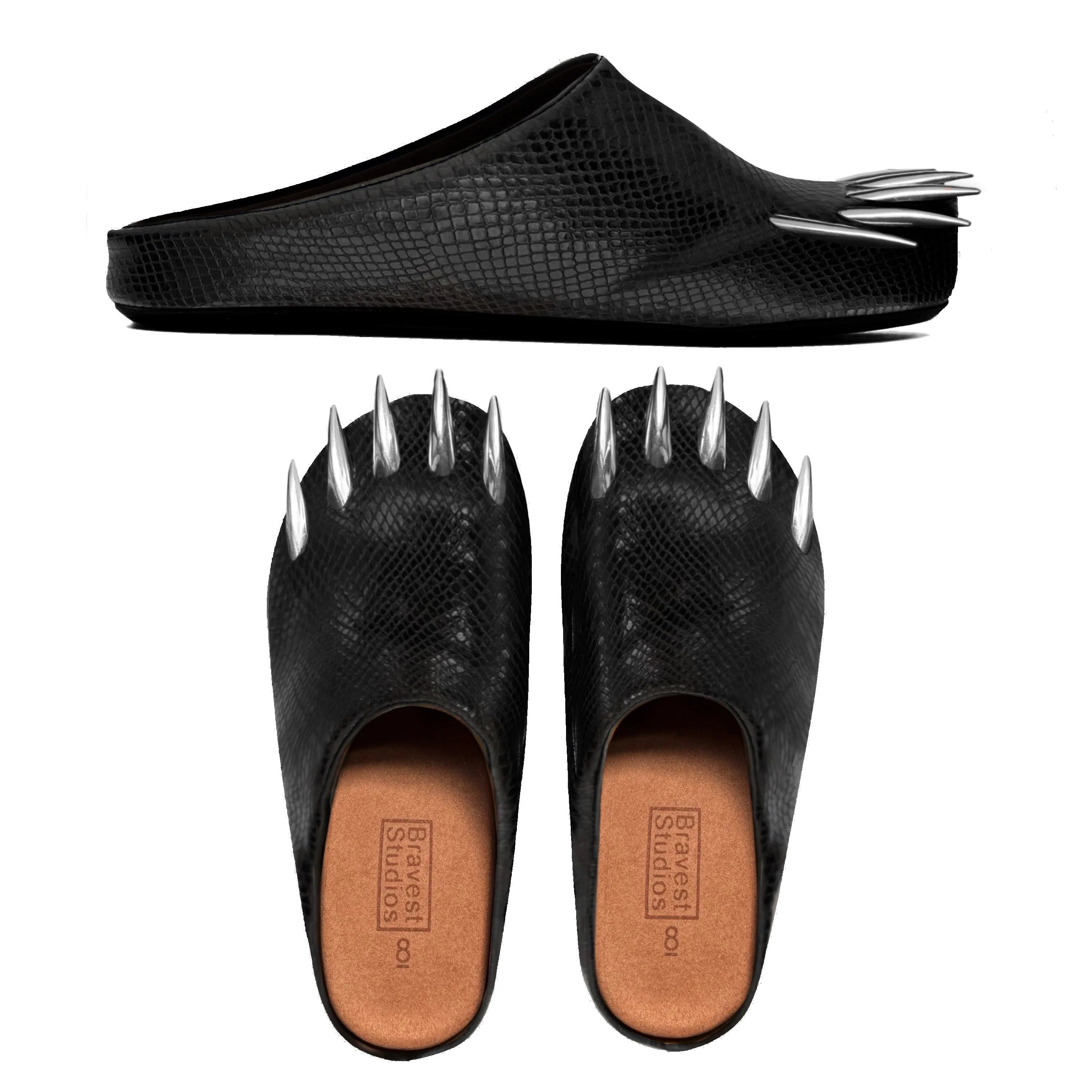 Black Snakeskin Claw Mules - Image 5
