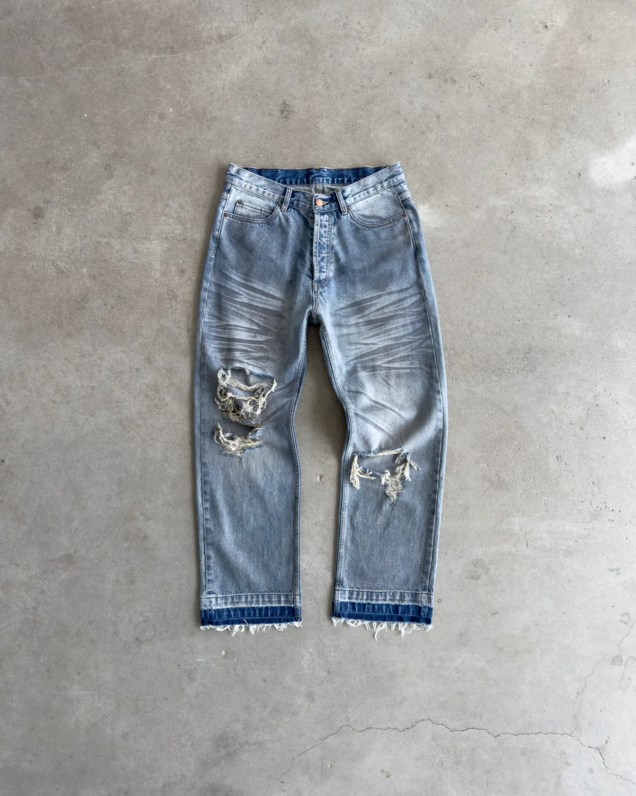 Blue Dirty Wash Denim - Image 3
