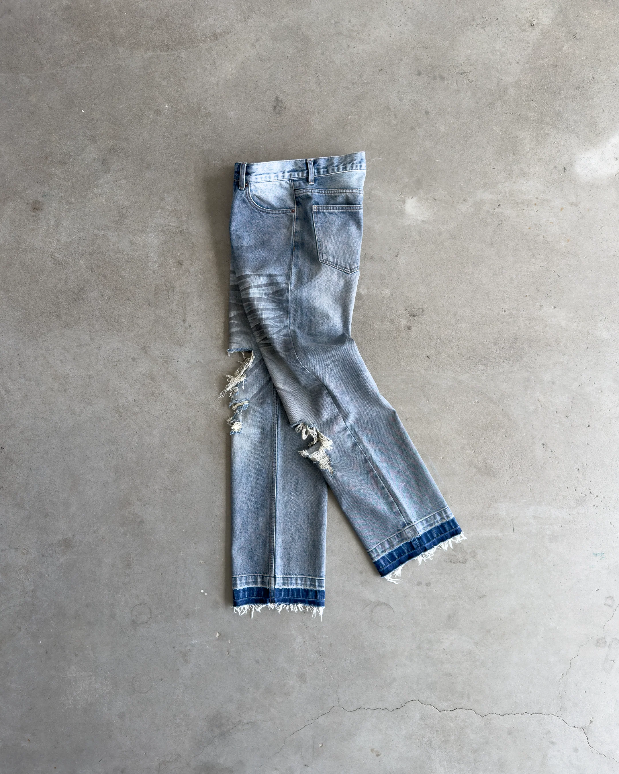 Blue Dirty Wash Denim - Image 4