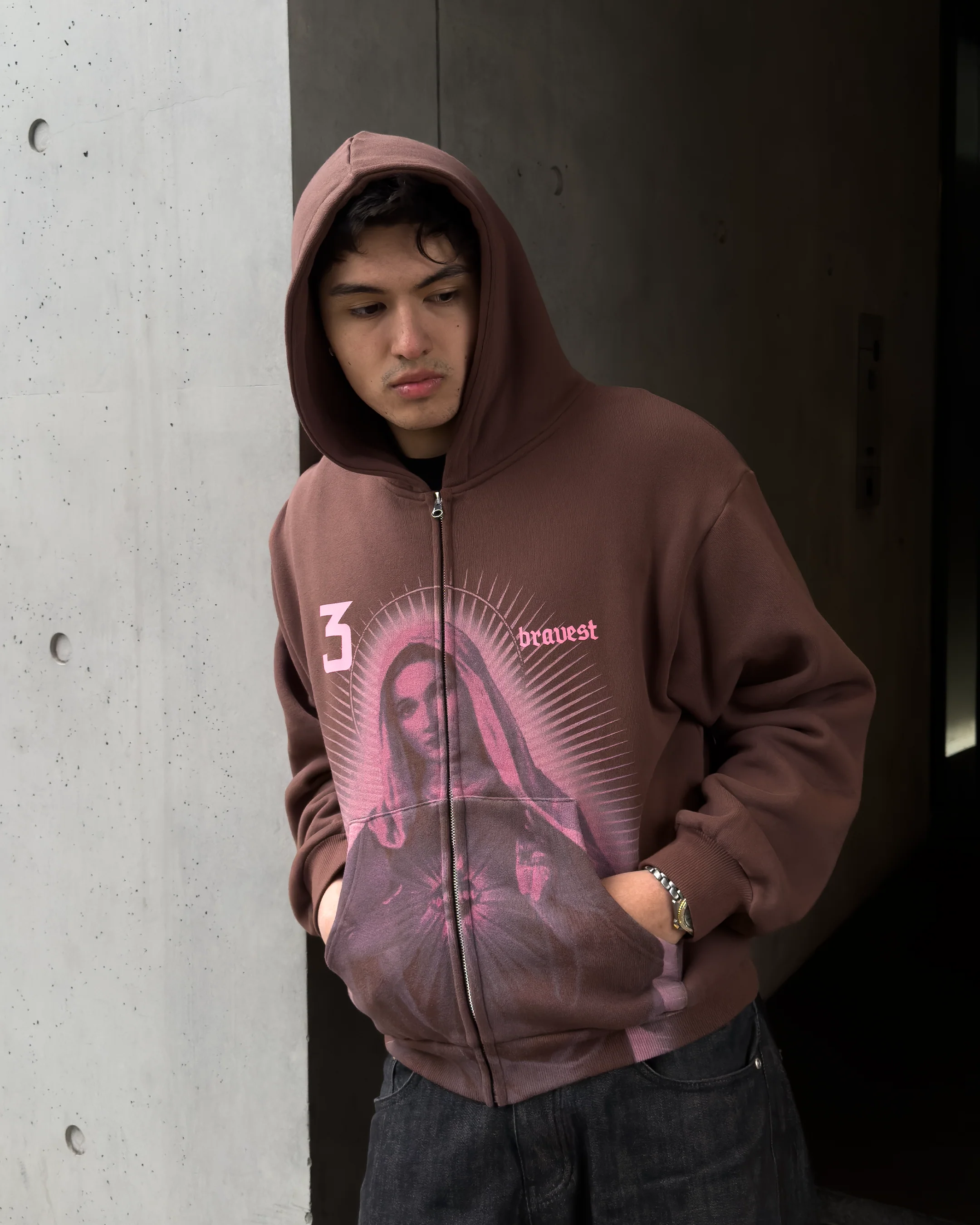 Brown Mary Zip Up Hoodie (UPGRADED) - Image 4