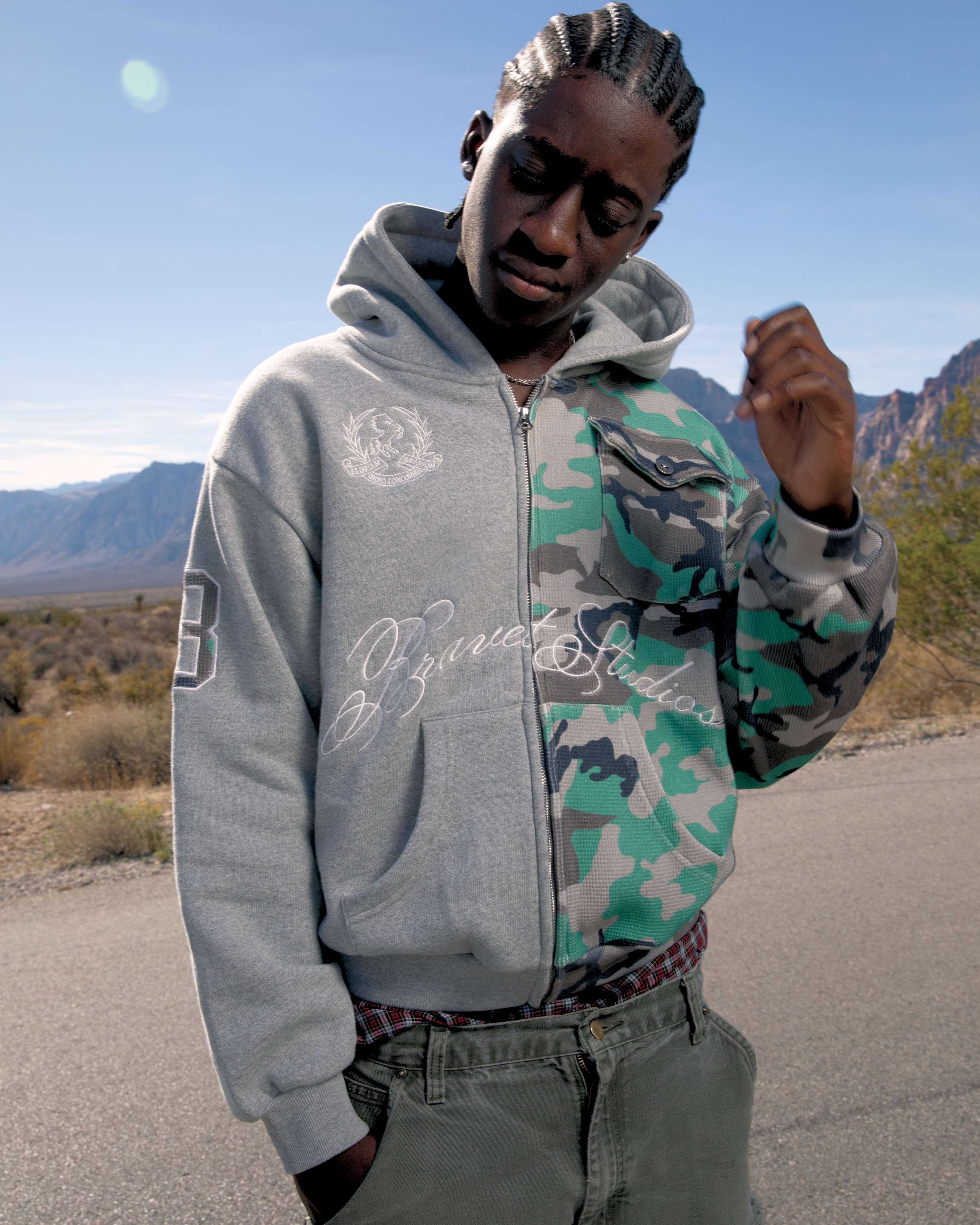 Half Camo Zip Hoodie - Image 3