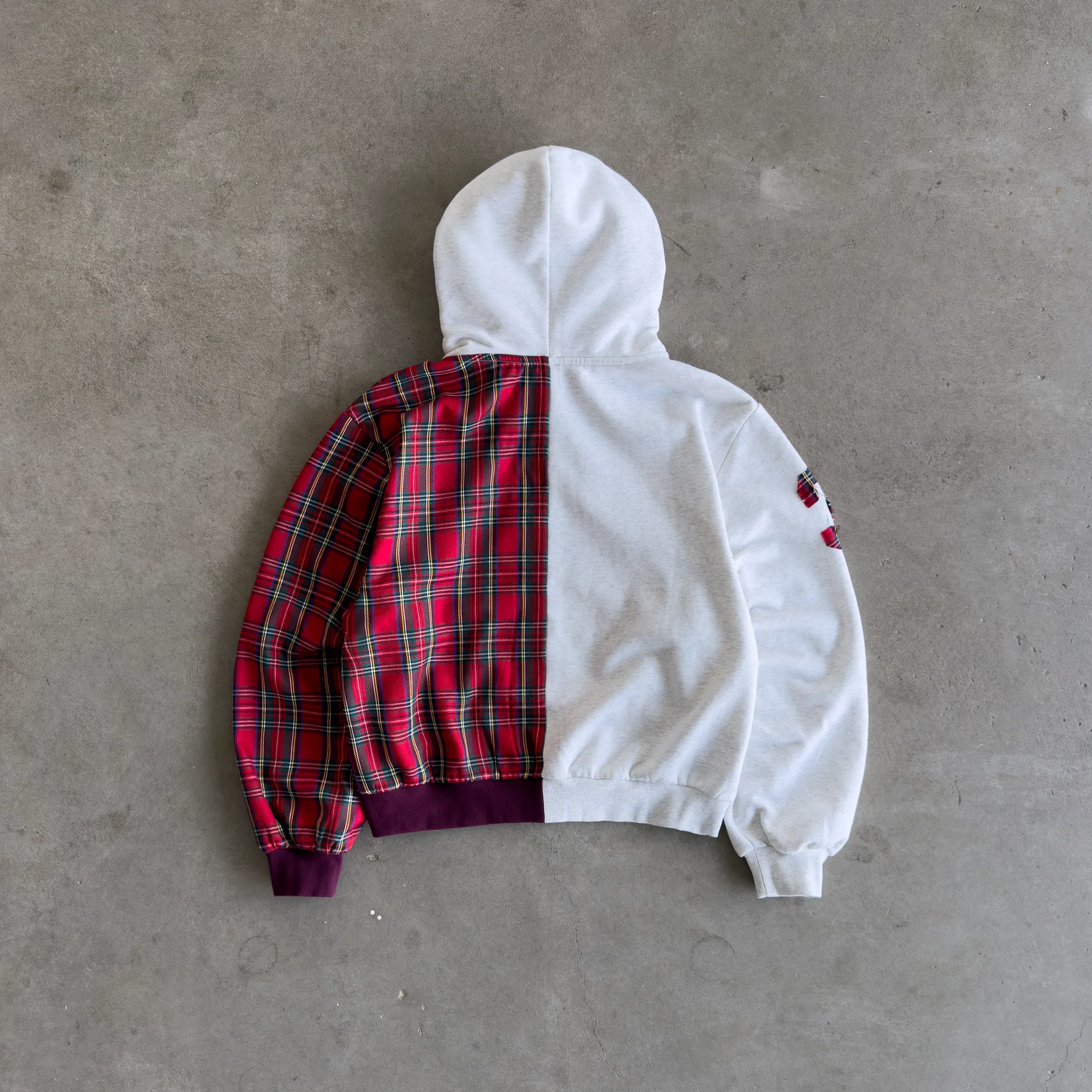 Half Plaid Zip Hoodie - Image 4