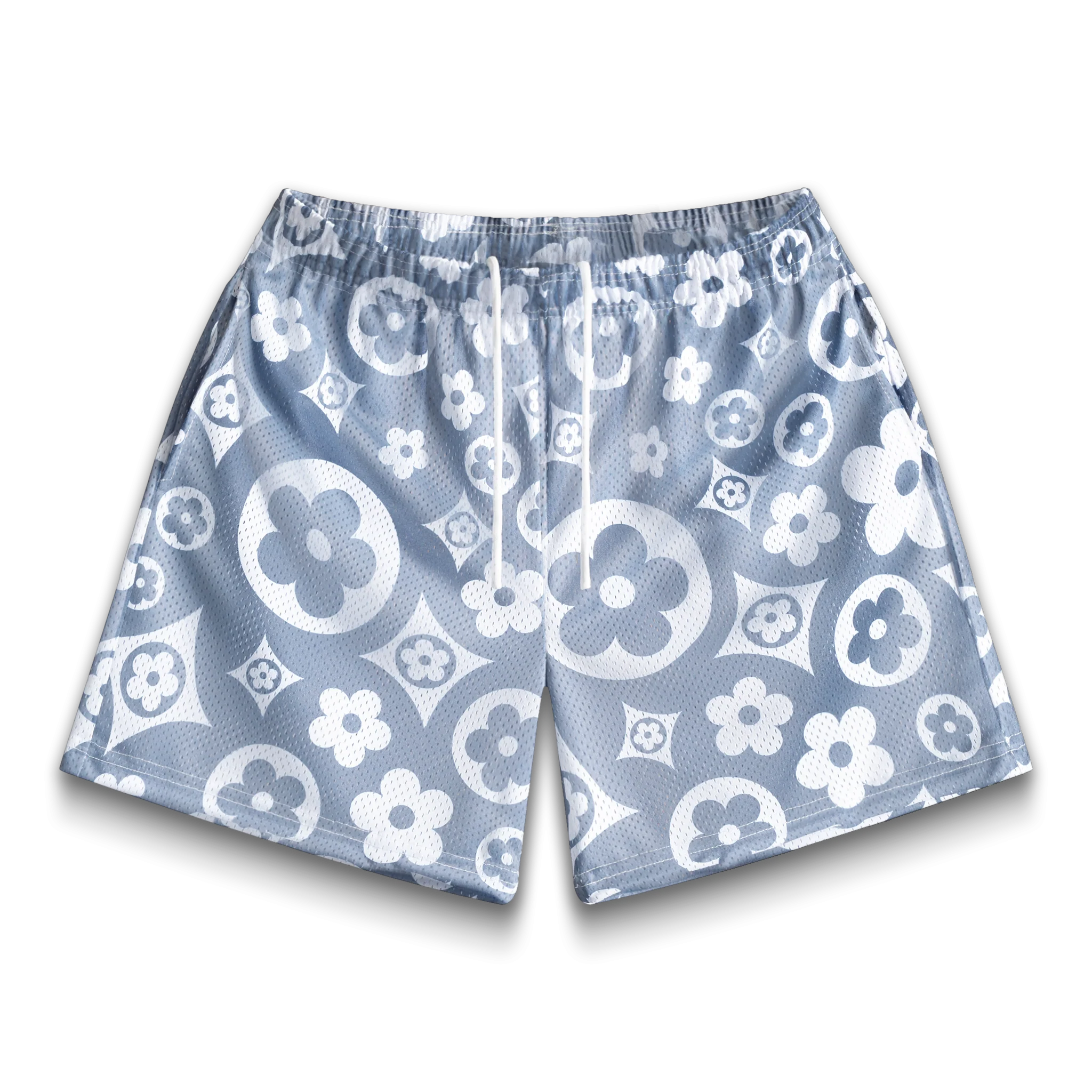 Grey Flower Shorts