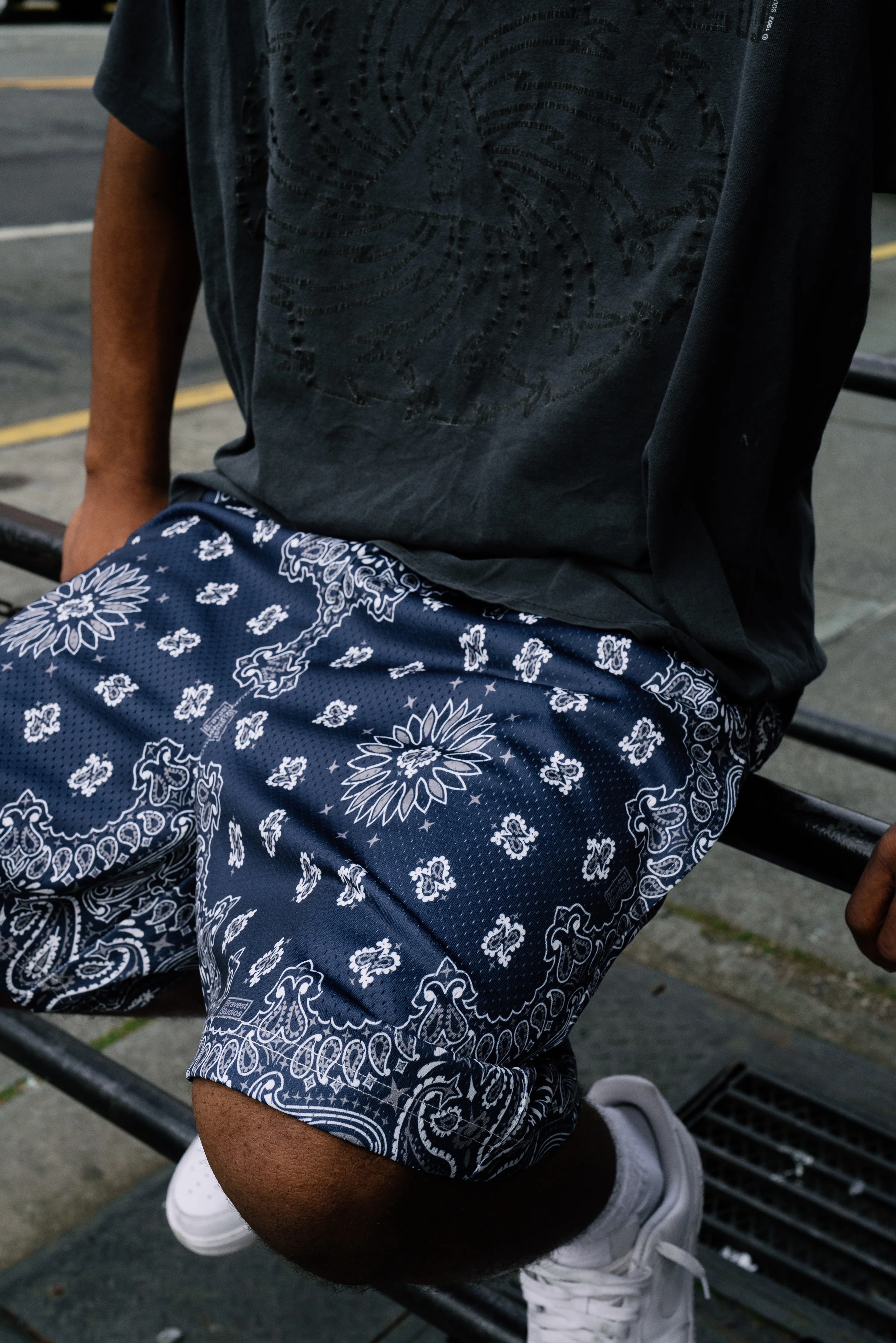 Navy Paisley V2 Shorts - Image 3