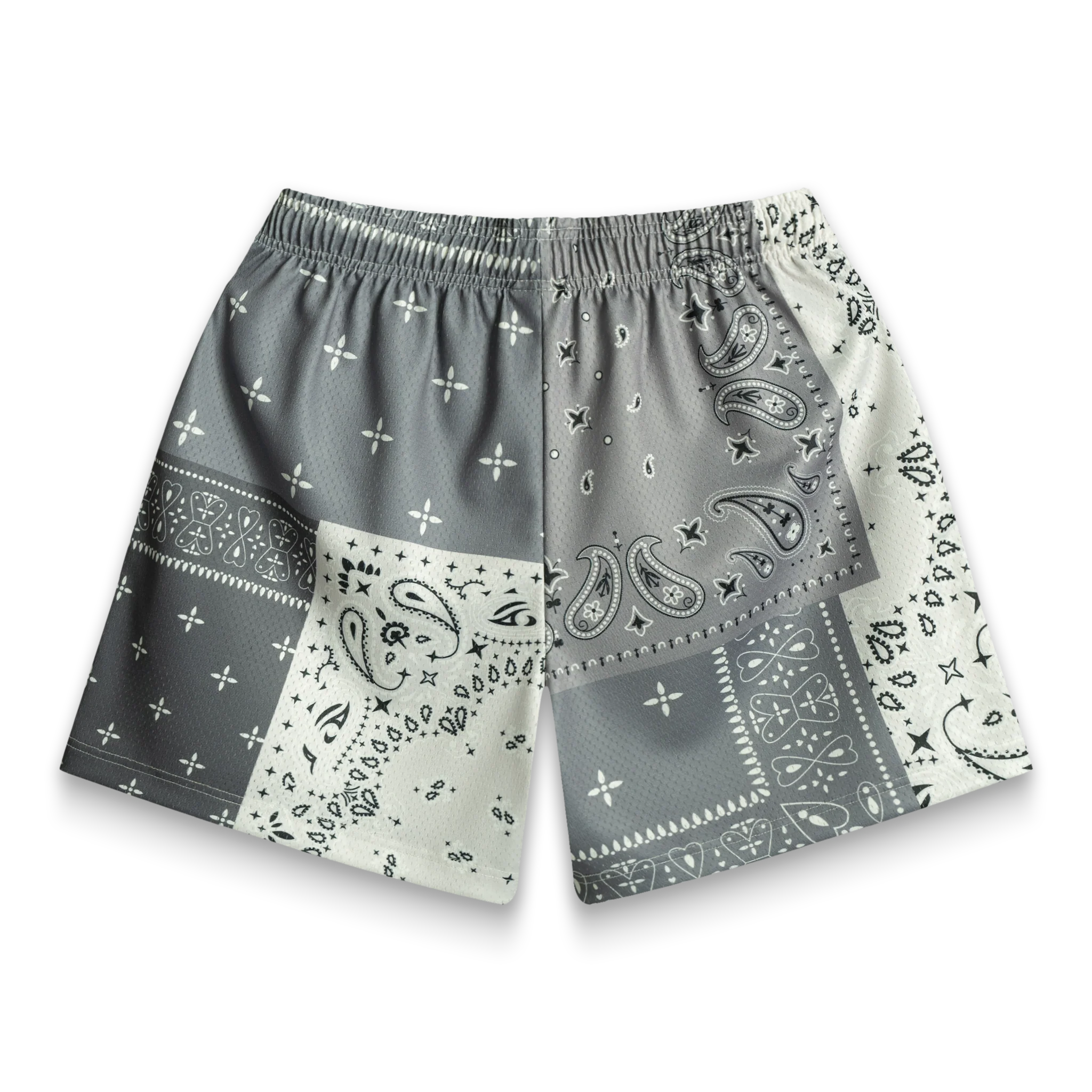Grey Patchwork Paisley Shorts - Image 3