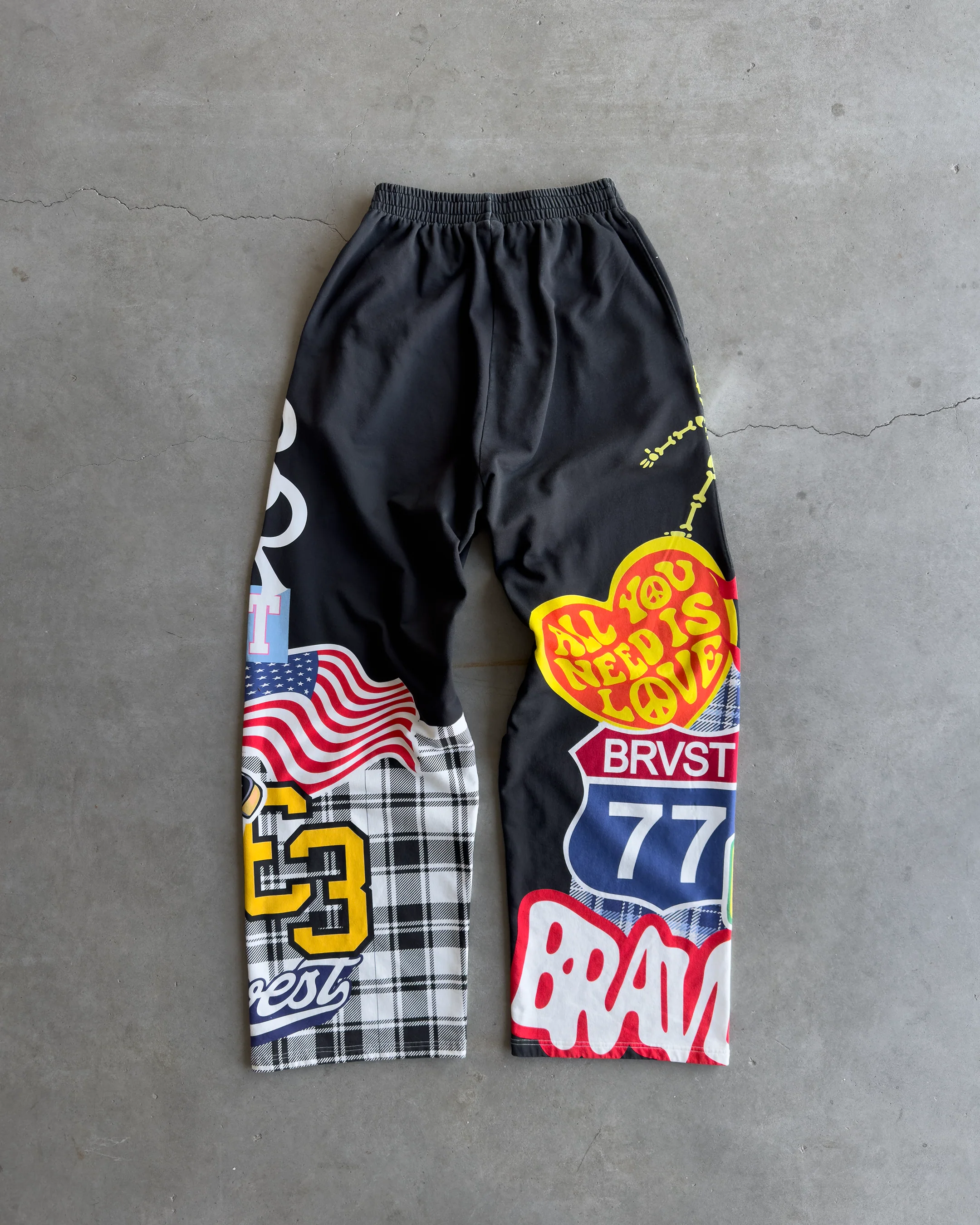 Black Patchwork Baggy Sweatpants - Image 3