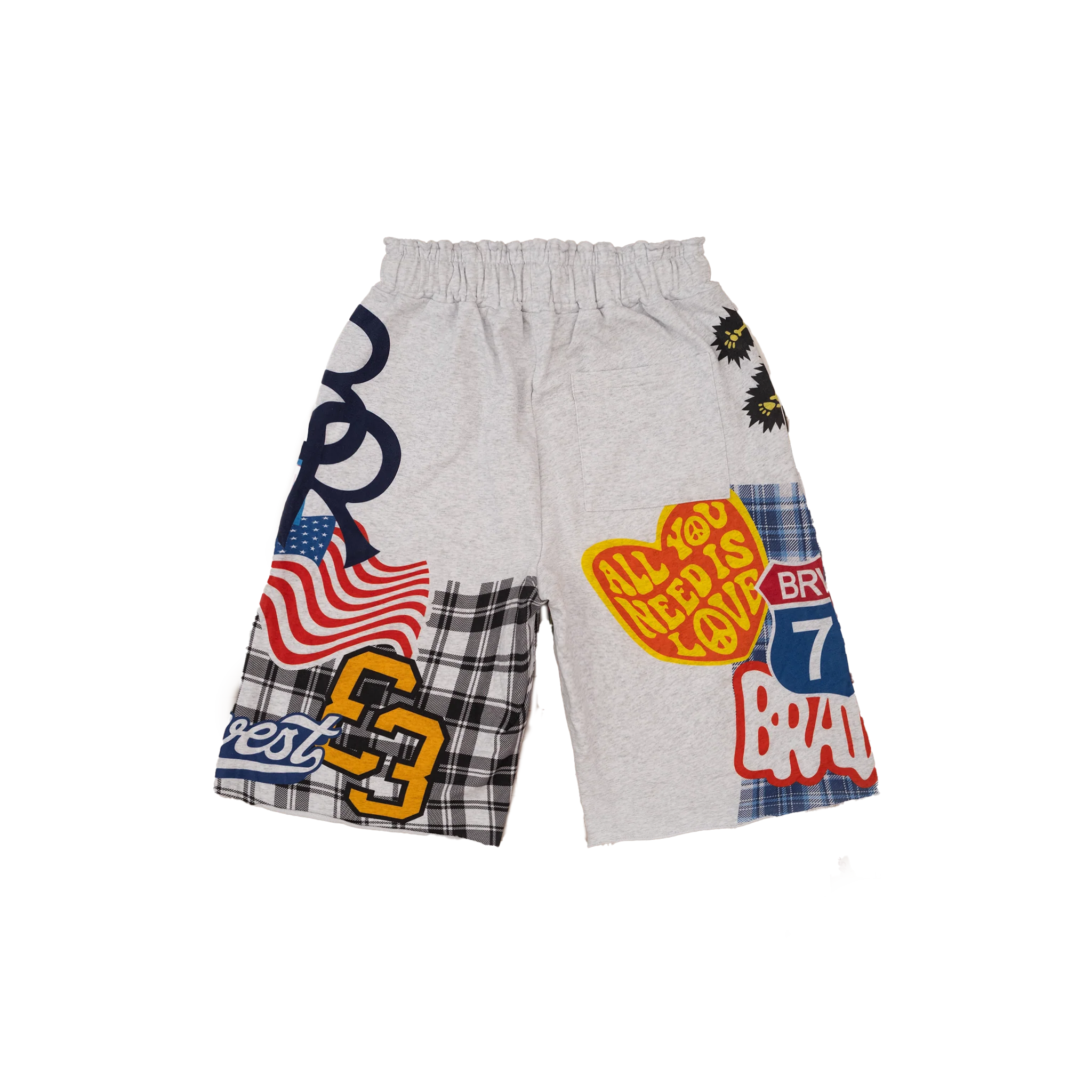 Grey Patchwork Baggy Sweatshorts - Image 5