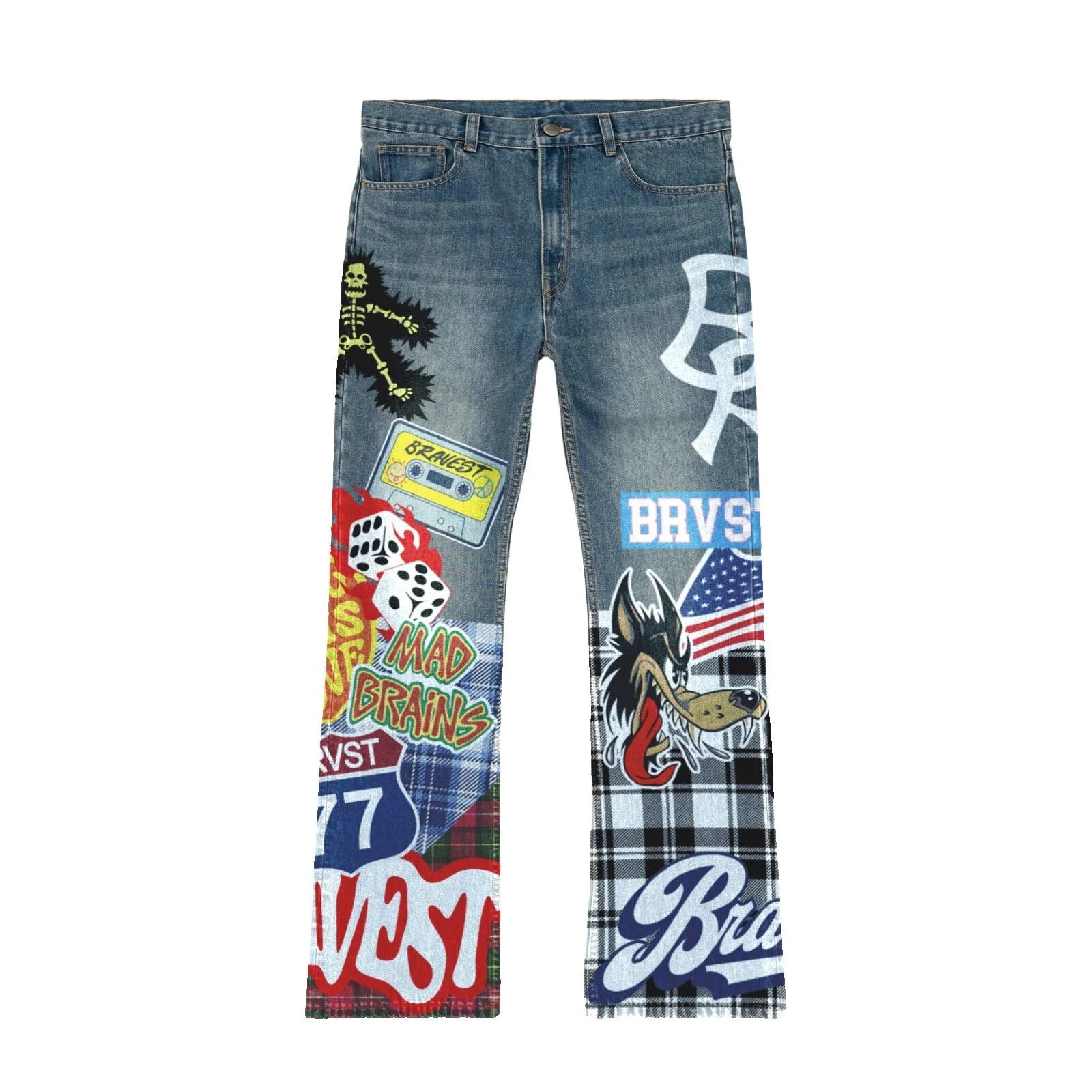 Patchwork Flare Denim
