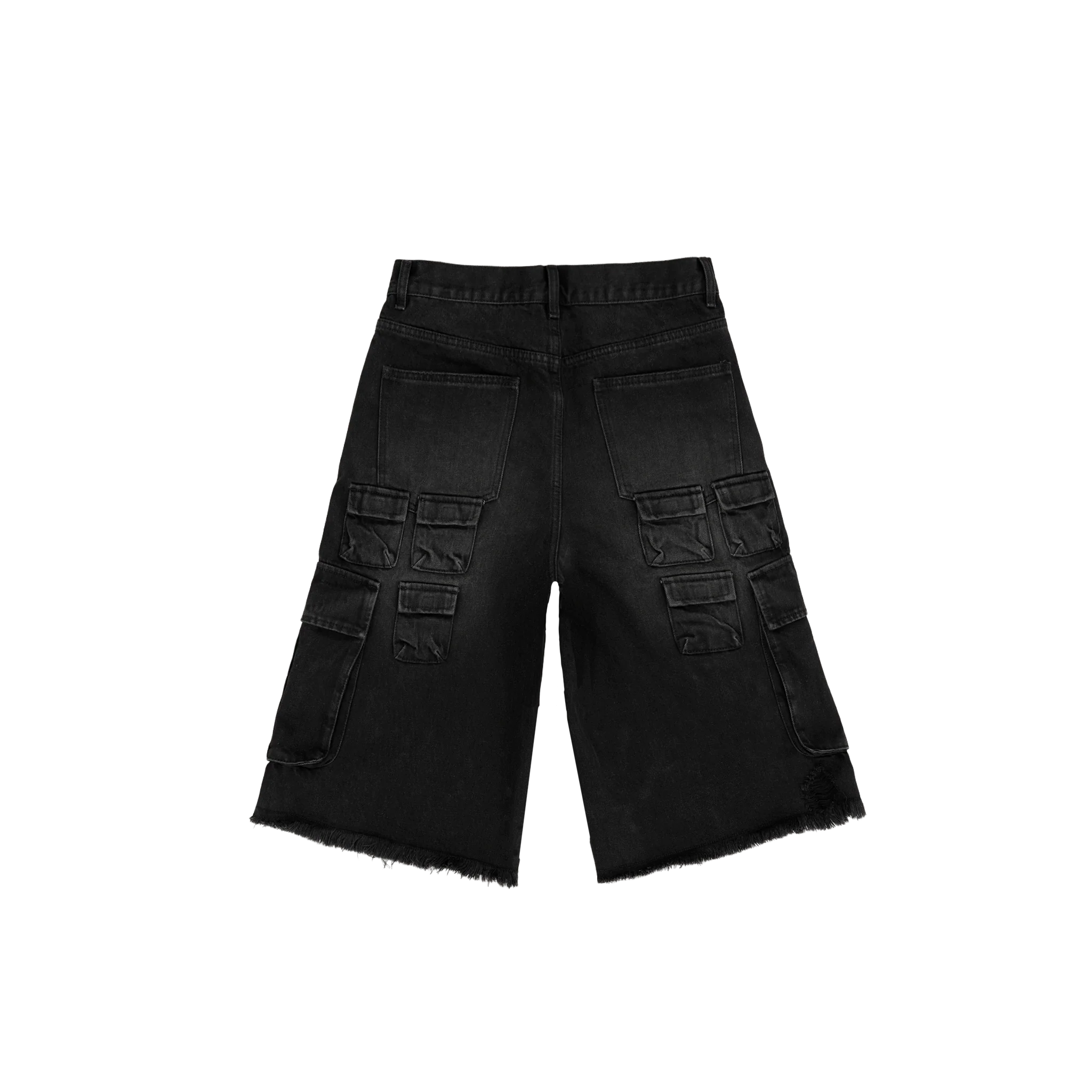 Black Multi Pocket Baggy Cargo Shorts - Image 3