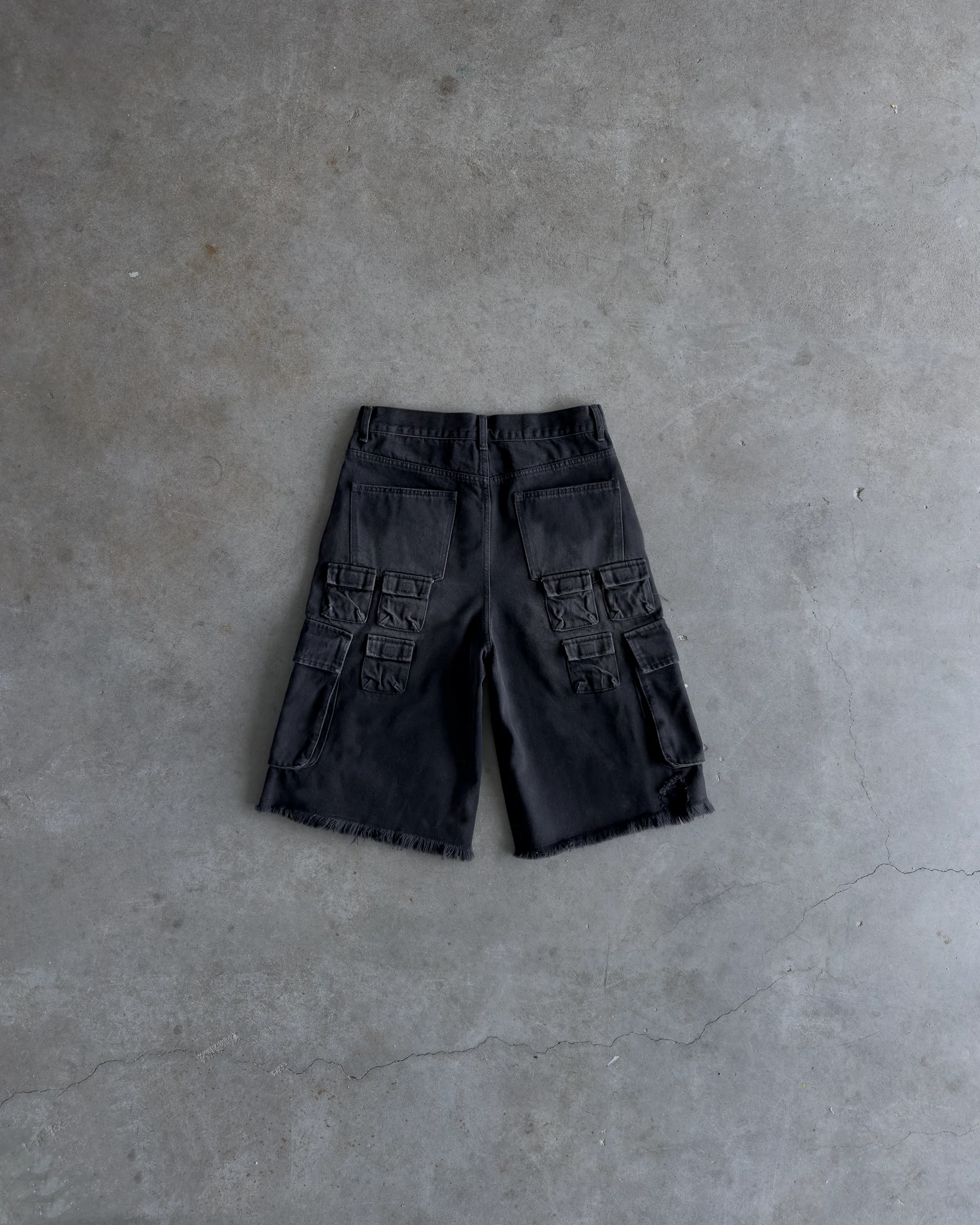 Black Multi Pocket Baggy Cargo Shorts - Image 5