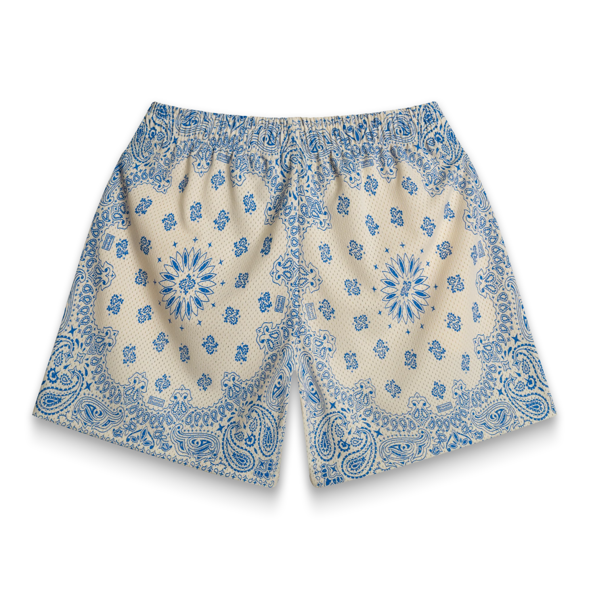 Screenprinted Paisley Cream Shorts - Image 3