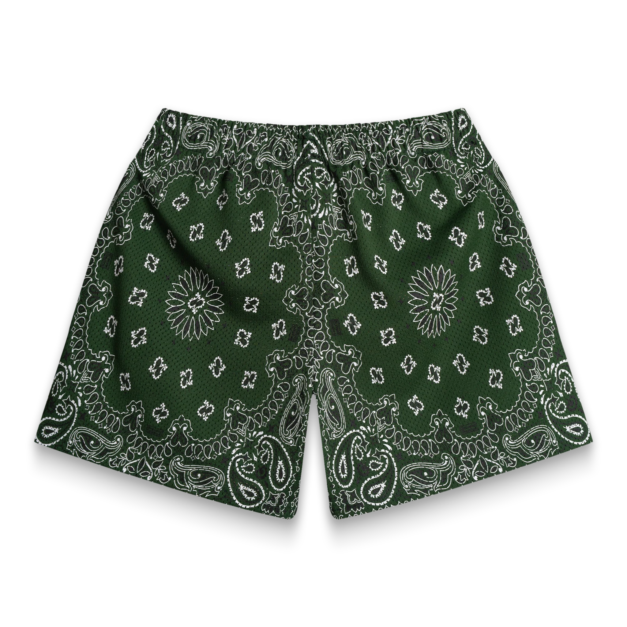 Screenprinted Paisley Two-Tone Green Shorts - Image 3