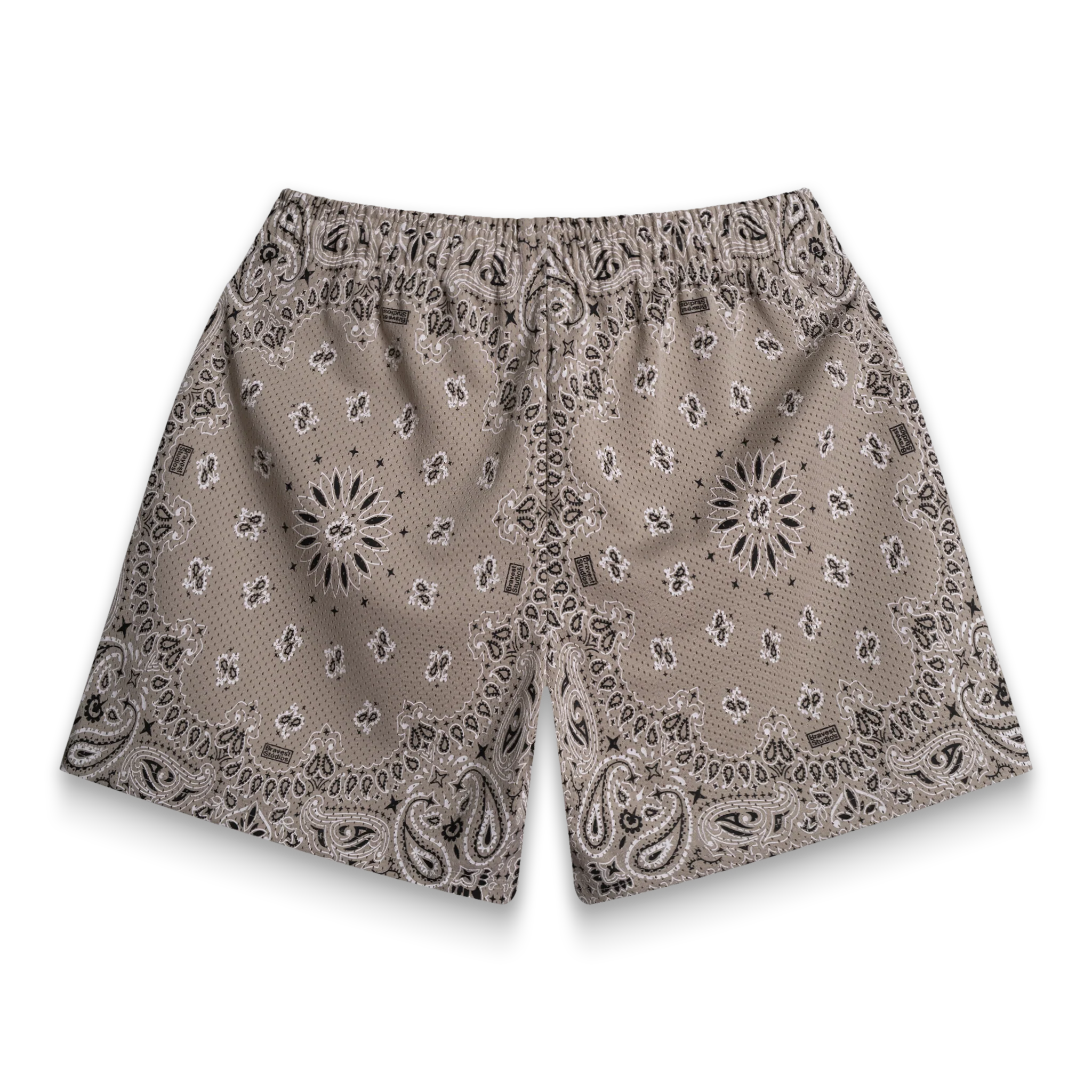 Screenprinted Paisley Two-Tone Khaki Shorts - Image 3