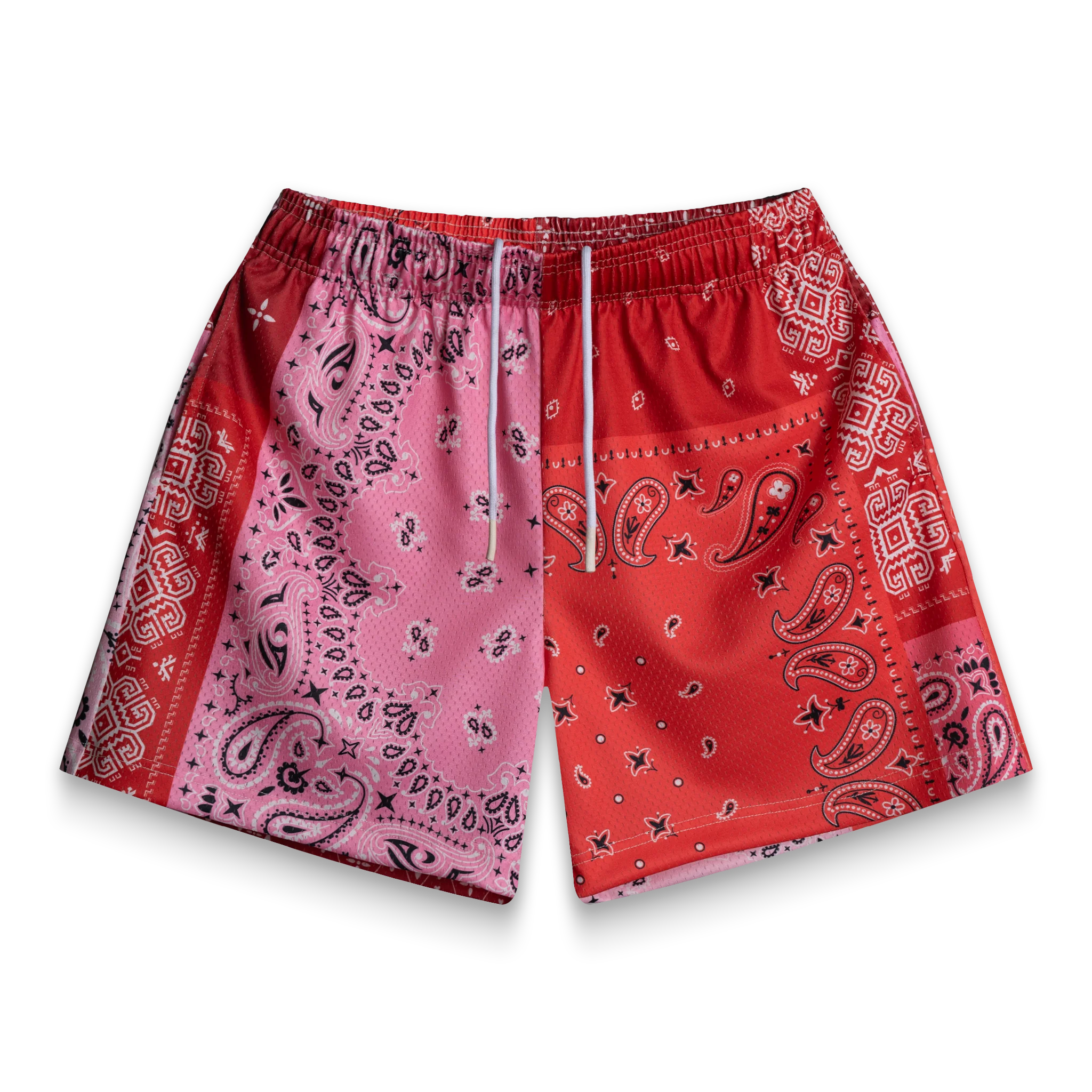 Red Patchwork Paisley Shorts