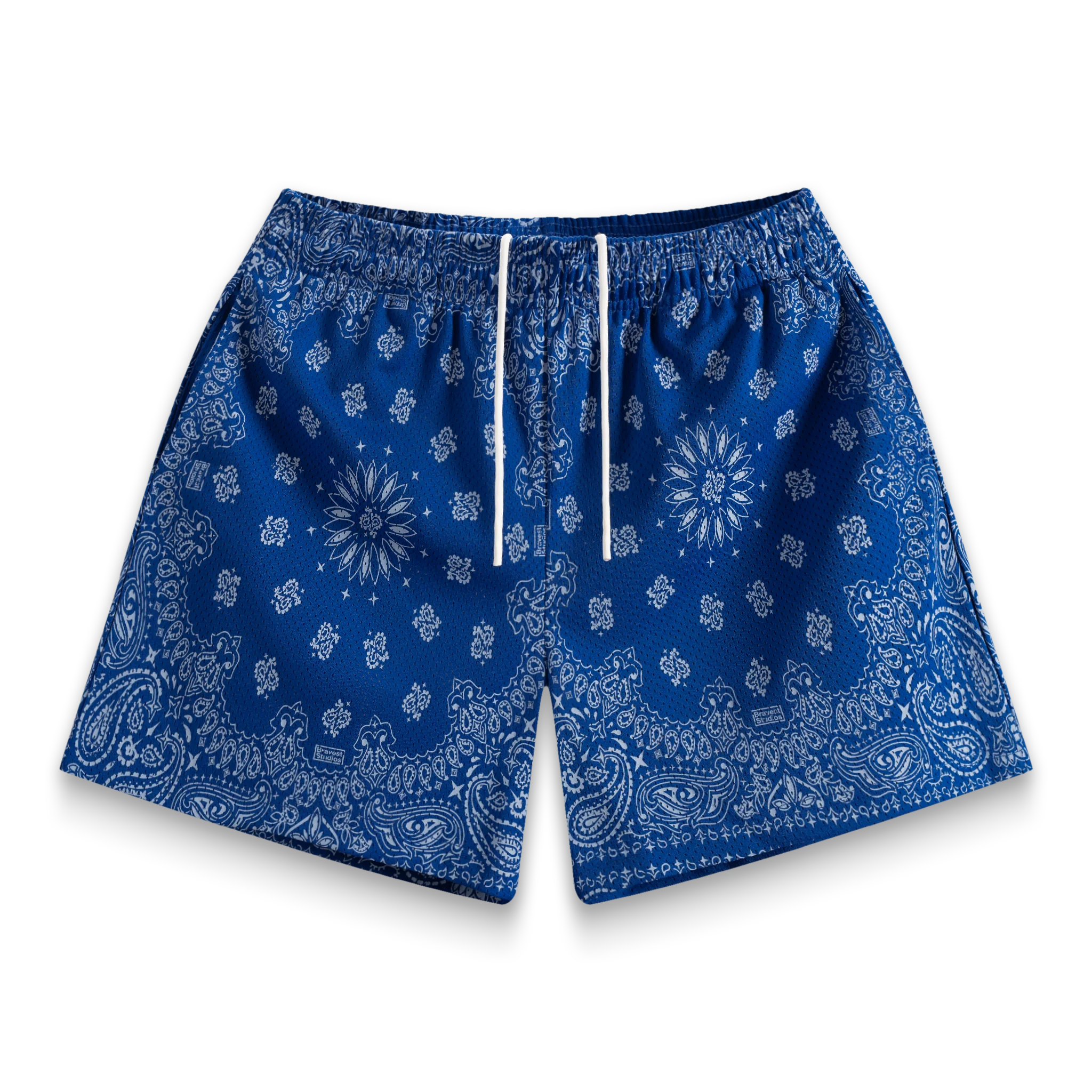 Screen Printed Blue Paisley Shorts
