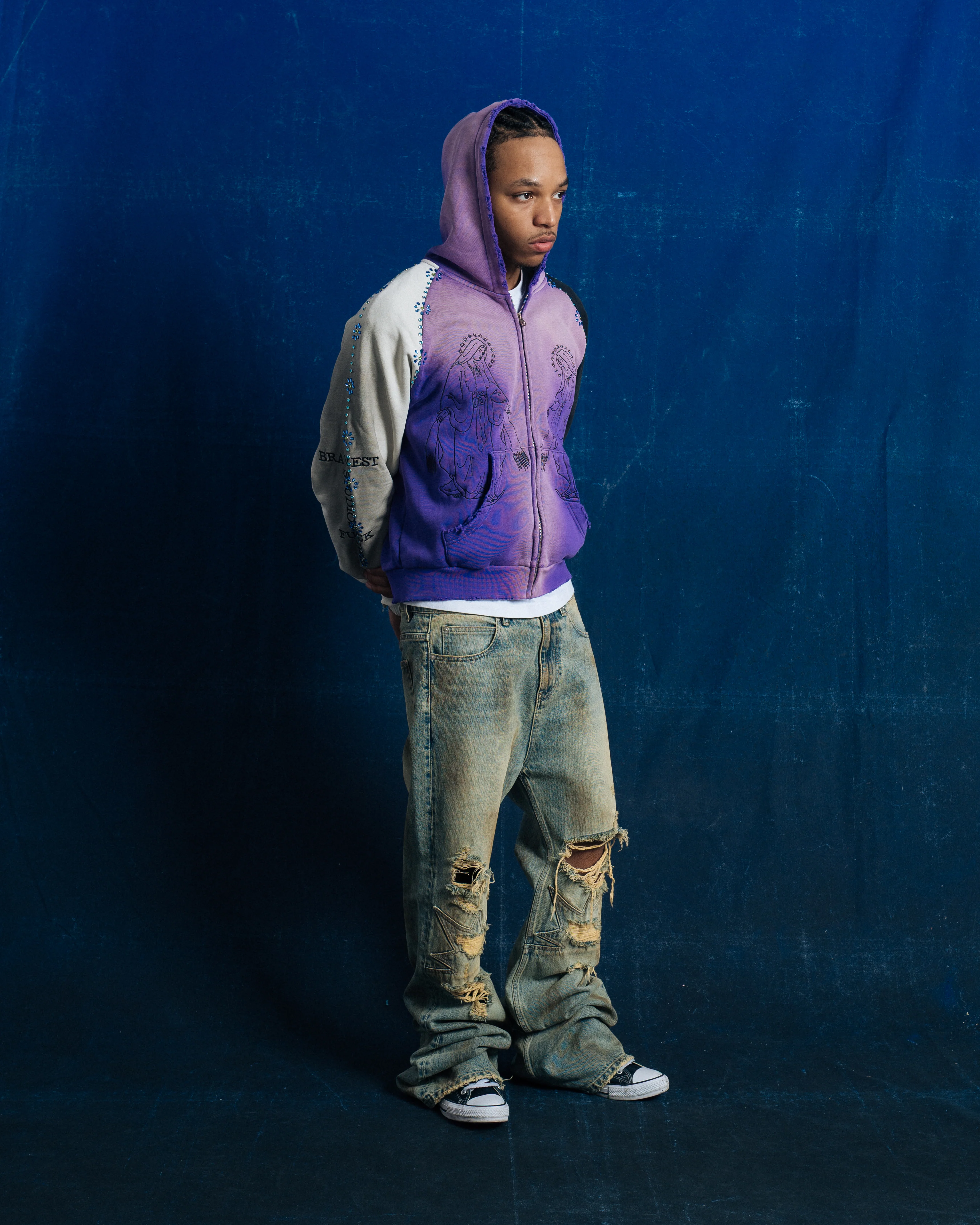 Urchin Dirty Wash Flare Denim - Image 5