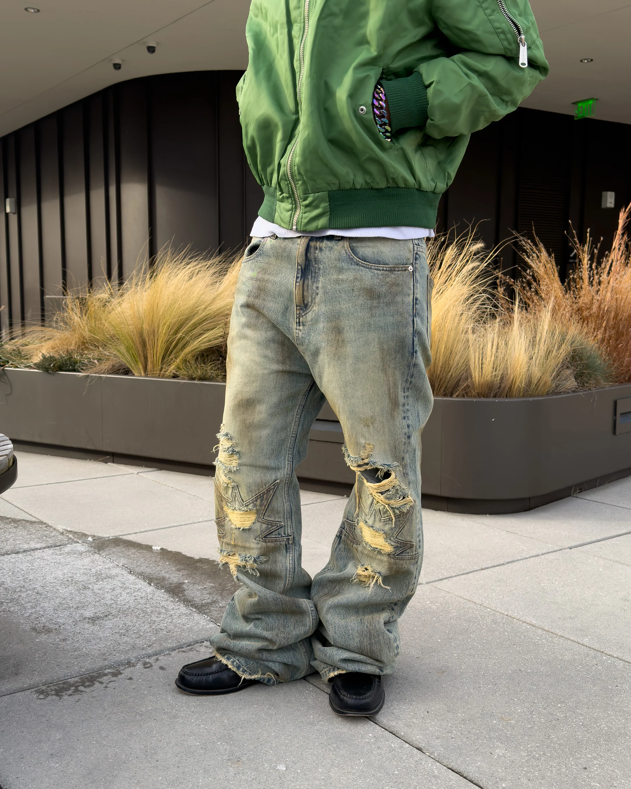 Urchin Dirty Wash Flare Denim - Image 6